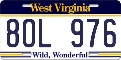 WV license plate 8OL976