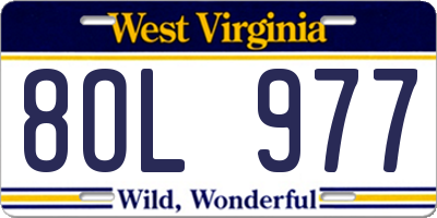 WV license plate 8OL977