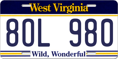 WV license plate 8OL980