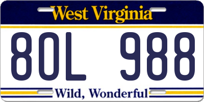 WV license plate 8OL988