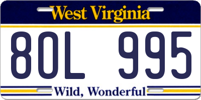 WV license plate 8OL995