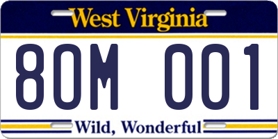 WV license plate 8OM001