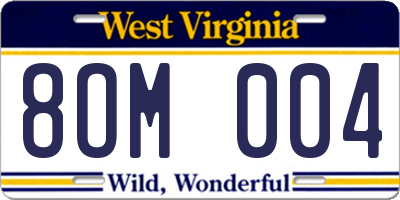 WV license plate 8OM004