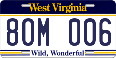 WV license plate 8OM006