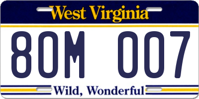 WV license plate 8OM007