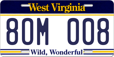 WV license plate 8OM008