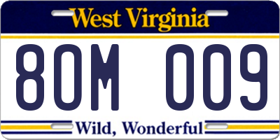 WV license plate 8OM009