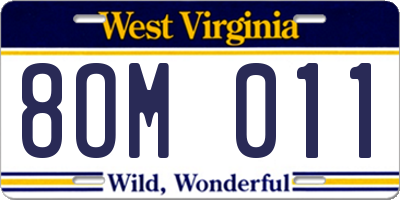 WV license plate 8OM011