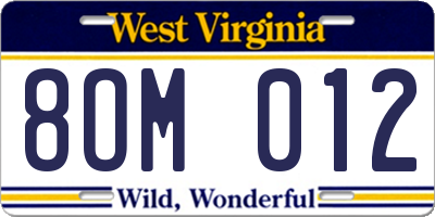 WV license plate 8OM012