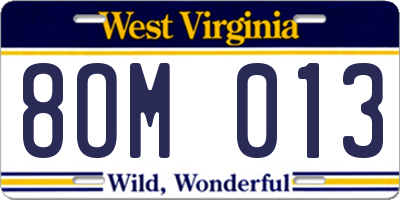 WV license plate 8OM013