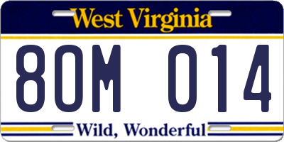 WV license plate 8OM014