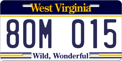 WV license plate 8OM015