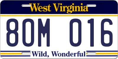 WV license plate 8OM016