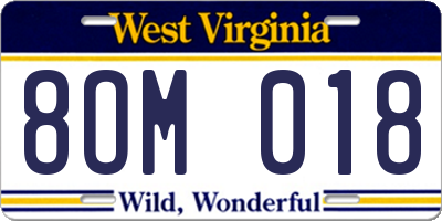 WV license plate 8OM018