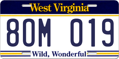 WV license plate 8OM019