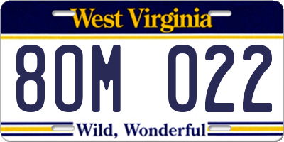 WV license plate 8OM022