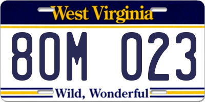 WV license plate 8OM023