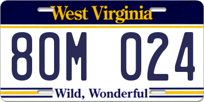 WV license plate 8OM024