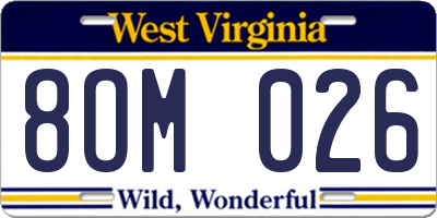 WV license plate 8OM026