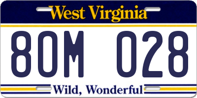 WV license plate 8OM028