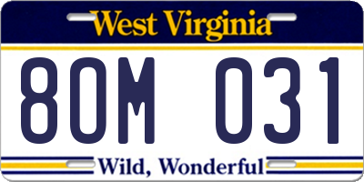 WV license plate 8OM031