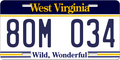 WV license plate 8OM034