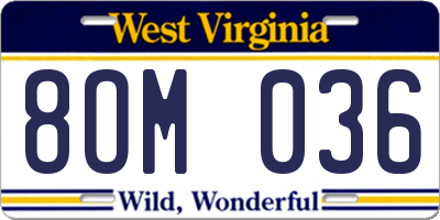 WV license plate 8OM036