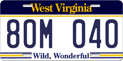 WV license plate 8OM040