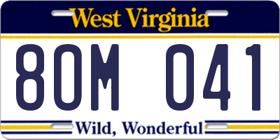 WV license plate 8OM041