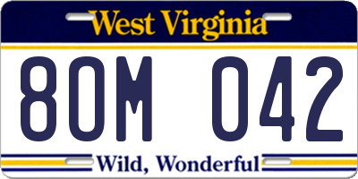 WV license plate 8OM042