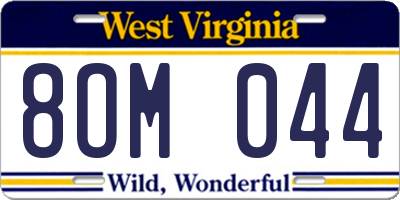 WV license plate 8OM044
