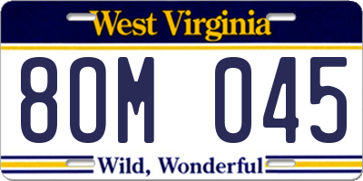 WV license plate 8OM045