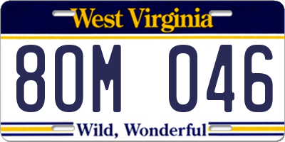 WV license plate 8OM046