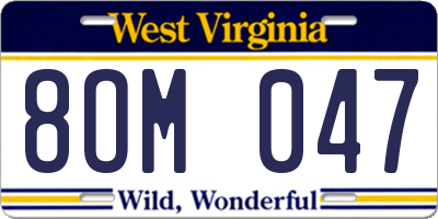 WV license plate 8OM047