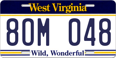 WV license plate 8OM048