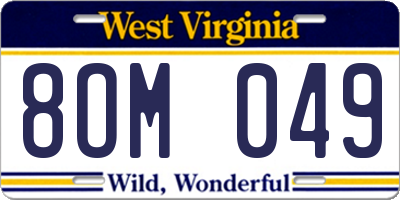 WV license plate 8OM049