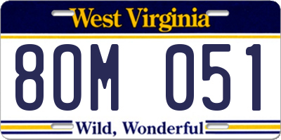 WV license plate 8OM051
