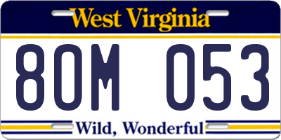 WV license plate 8OM053