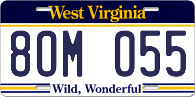 WV license plate 8OM055