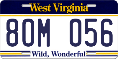 WV license plate 8OM056