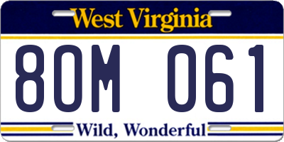 WV license plate 8OM061