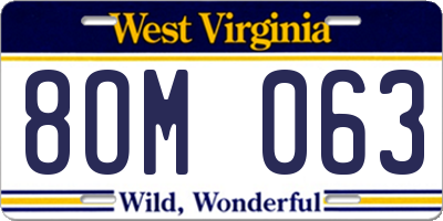 WV license plate 8OM063