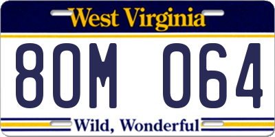 WV license plate 8OM064