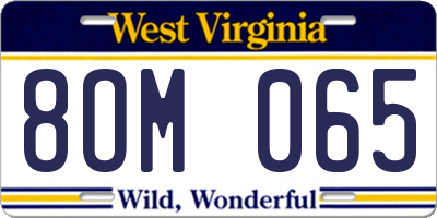 WV license plate 8OM065