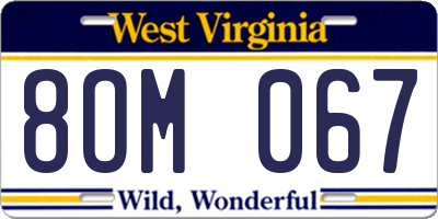 WV license plate 8OM067