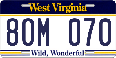WV license plate 8OM070