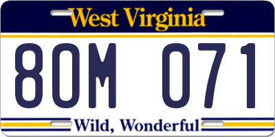 WV license plate 8OM071