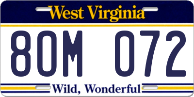 WV license plate 8OM072
