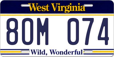 WV license plate 8OM074