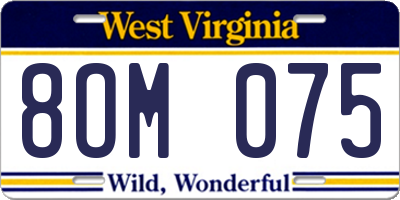 WV license plate 8OM075